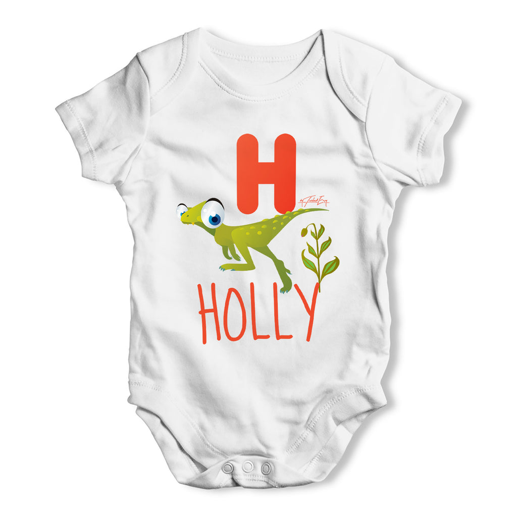 Personalised Dinosaur Letter H Funny One-piece Infant Baby Bodysuits Babygrows Onesie