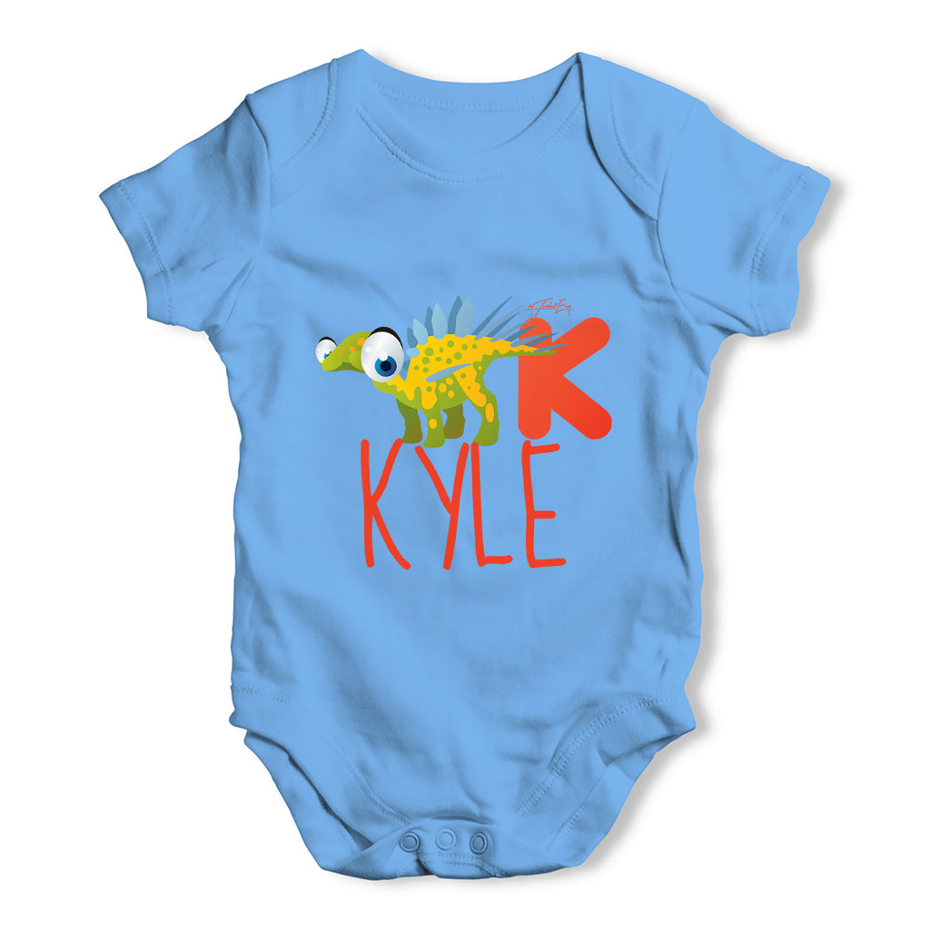 Personalised Dinosaur Letter K Funny One-piece Infant Baby Bodysuits Babygrows Onesie