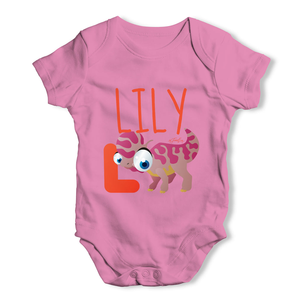 Personalised Dinosaur Letter L Funny One-piece Infant Baby Bodysuits Babygrows Onesie