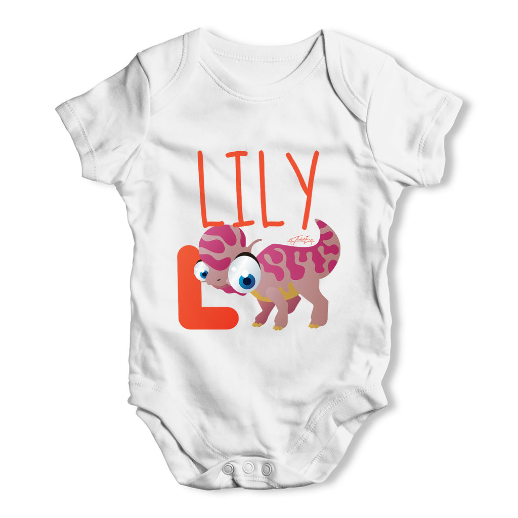 Personalised Dinosaur Letter L Funny One-piece Infant Baby Bodysuits Babygrows Onesie