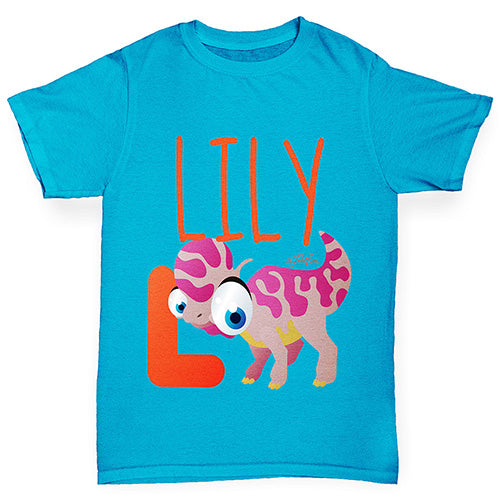 Personalised Dinosaur Letter L Boy's T-Shirt