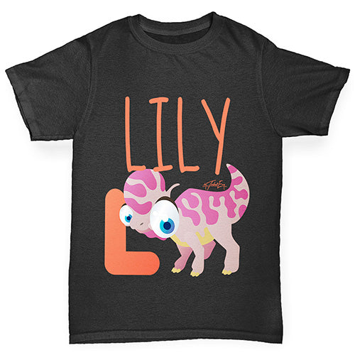 Personalised Dinosaur Letter L Boy's T-Shirt