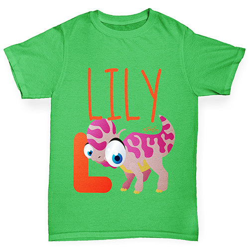 Personalised Dinosaur Letter L Boy's T-Shirt