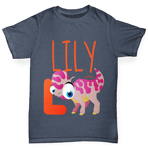 Personalised Dinosaur Letter L Boy's T-Shirt