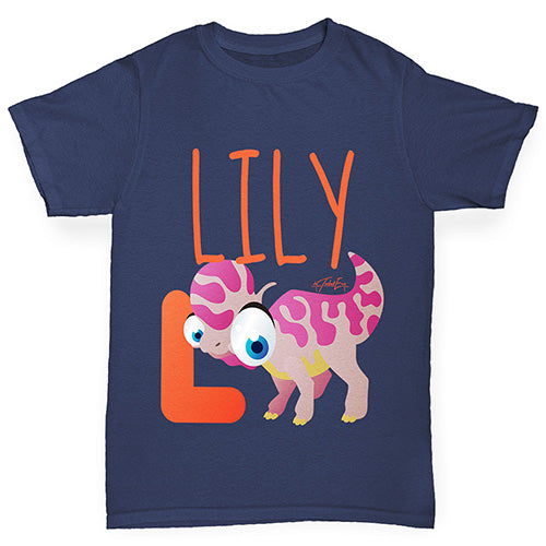 Personalised Dinosaur Letter L Boy's T-Shirt