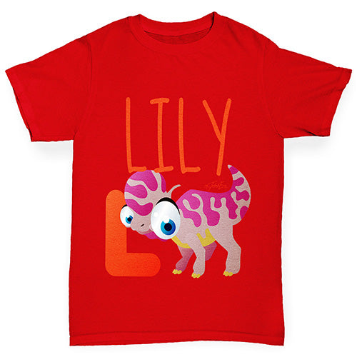 Personalised Dinosaur Letter L Boy's T-Shirt