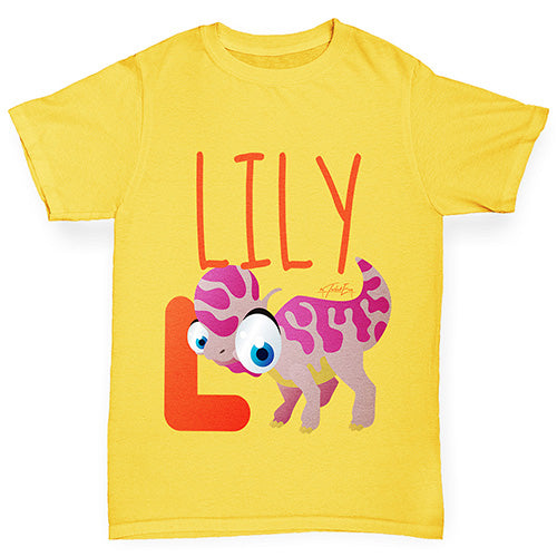 Personalised Dinosaur Letter L Boy's T-Shirt