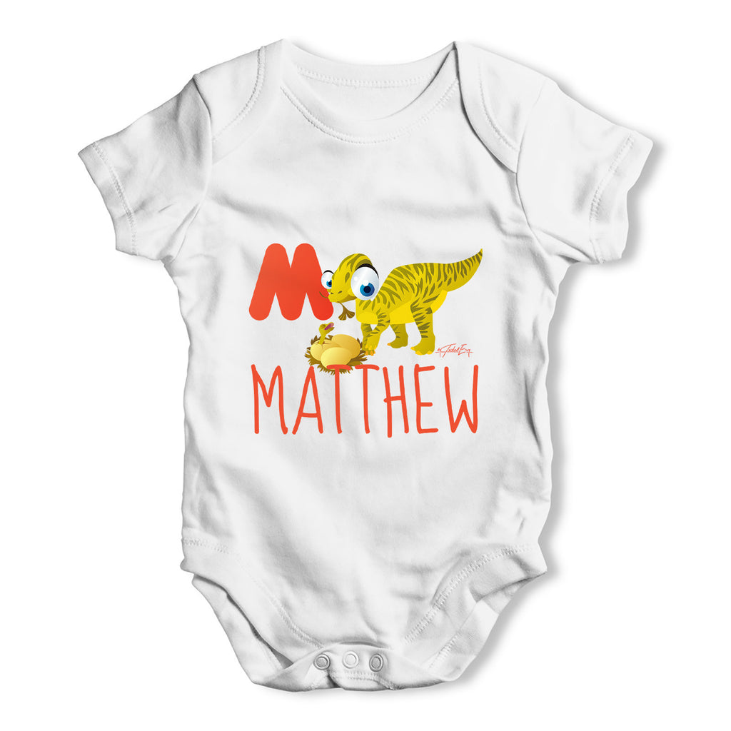Personalised Dinosaur Letter M Funny One-piece Infant Baby Bodysuits Babygrows Onesie