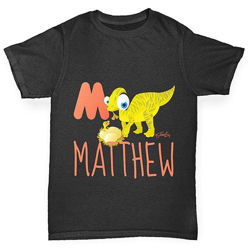 Personalised Dinosaur Letter M Boy's T-Shirt