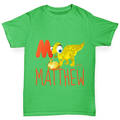 Personalised Dinosaur Letter M Boy's T-Shirt