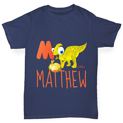 Personalised Dinosaur Letter M Boy's T-Shirt