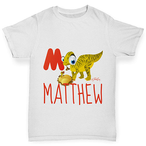 Personalised Dinosaur Letter M Boy's T-Shirt