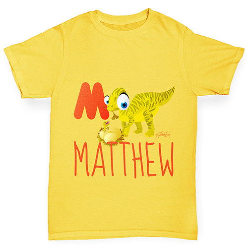 Personalised Dinosaur Letter M Boy's T-Shirt