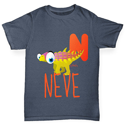 Personalised Dinosaur Letter N Boy's T-Shirt