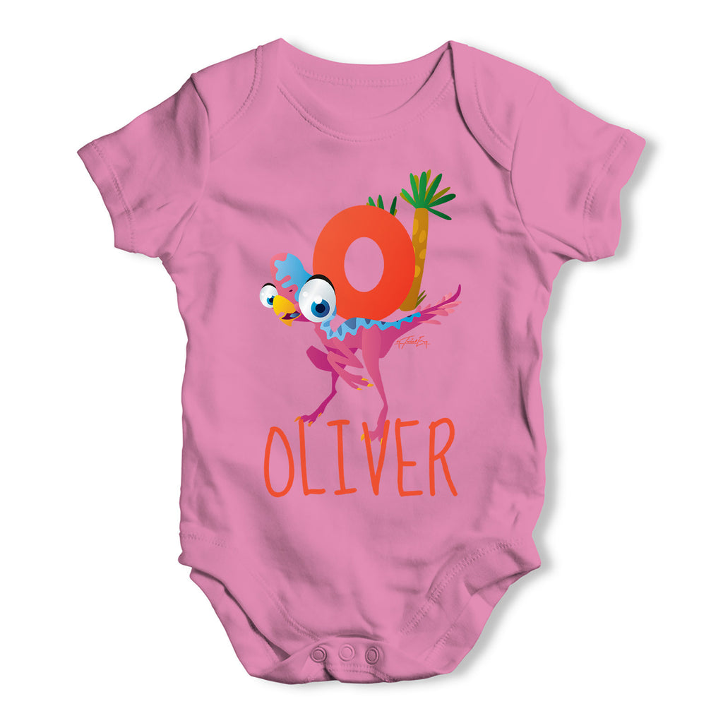 Personalised Dinosaur Letter O Funny One-piece Infant Baby Bodysuits Babygrows Onesie