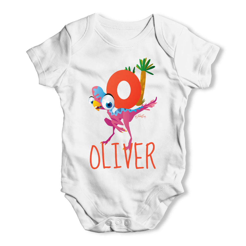Personalised Dinosaur Letter O Funny One-piece Infant Baby Bodysuits Babygrows Onesie