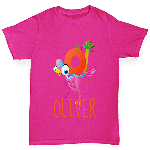 Personalised Dinosaur Letter O Girl's T-Shirt 