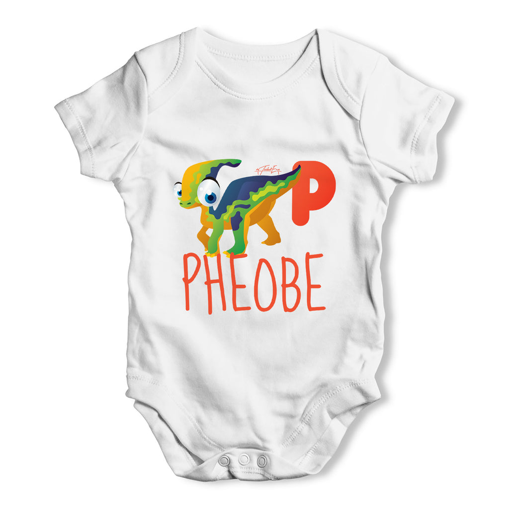 Personalised Dinosaur Letter P Funny One-piece Infant Baby Bodysuits Babygrows Onesie