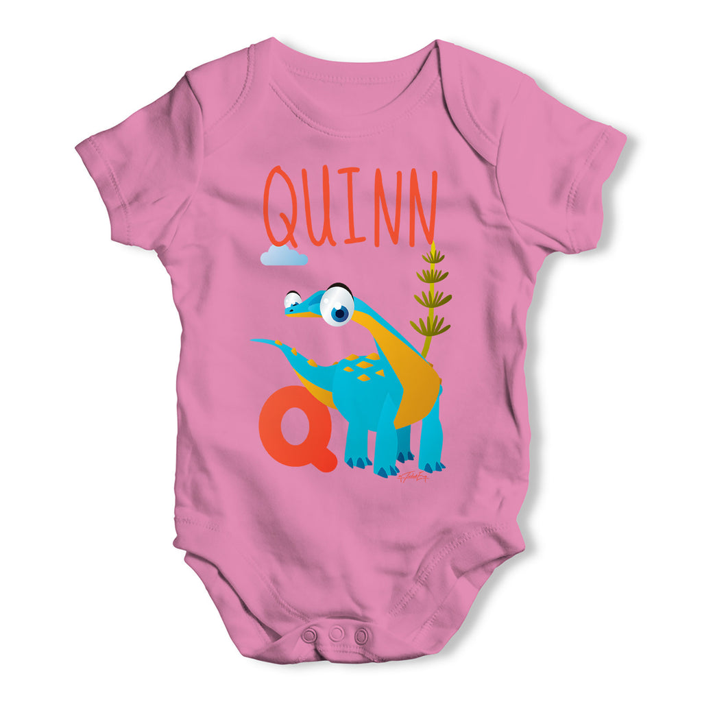 Personalised Dinosaur Letter Q Funny One-piece Infant Baby Bodysuits Babygrows Onesie