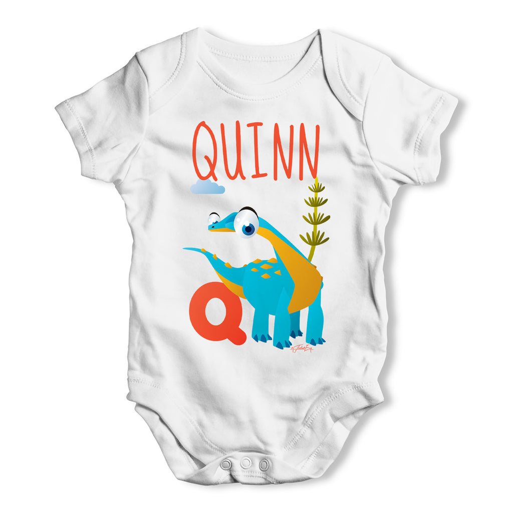 Personalised Dinosaur Letter Q Funny One-piece Infant Baby Bodysuits Babygrows Onesie