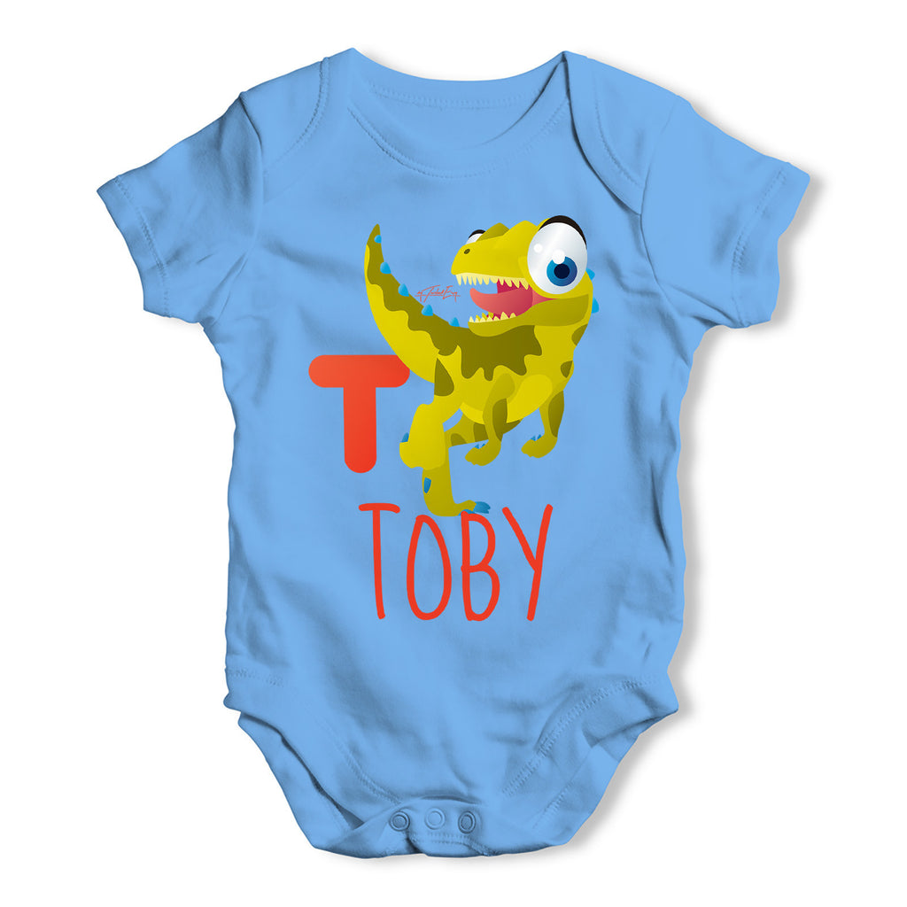 Personalised Dinosaur Letter T Funny One-piece Infant Baby Bodysuits Babygrows Onesie