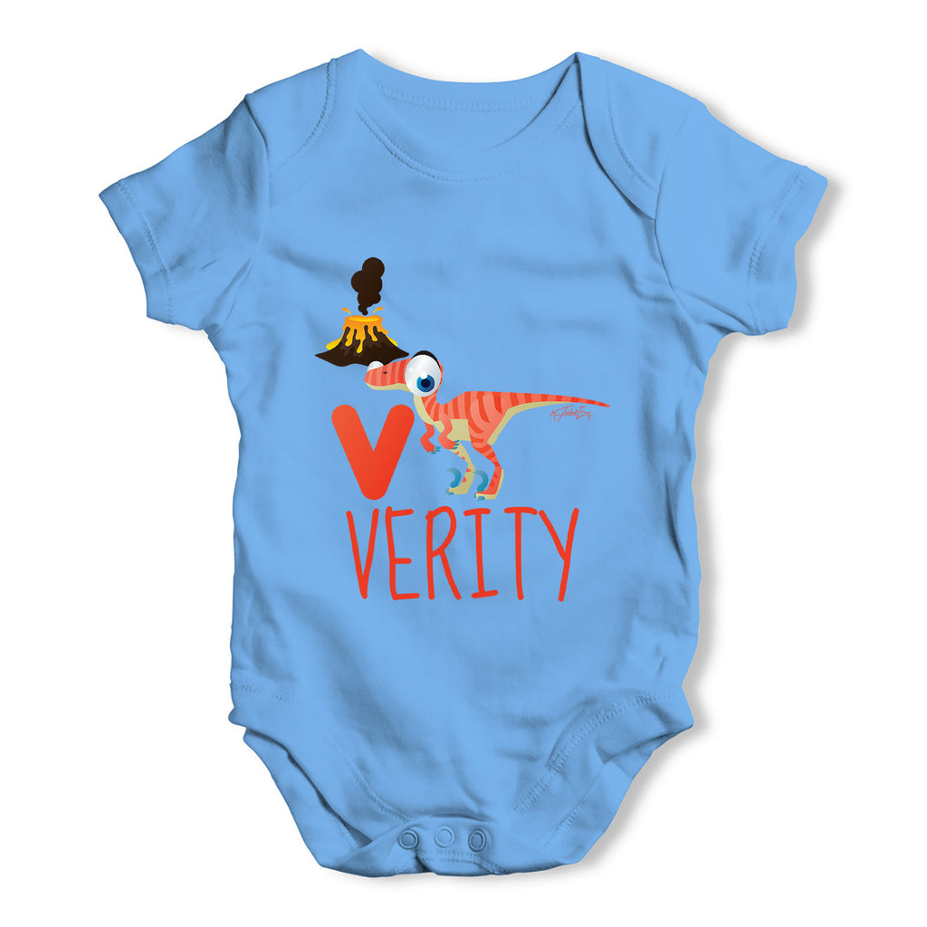 Personalised Dinosaur Letter V Funny One-piece Infant Baby Bodysuits Babygrows Onesie