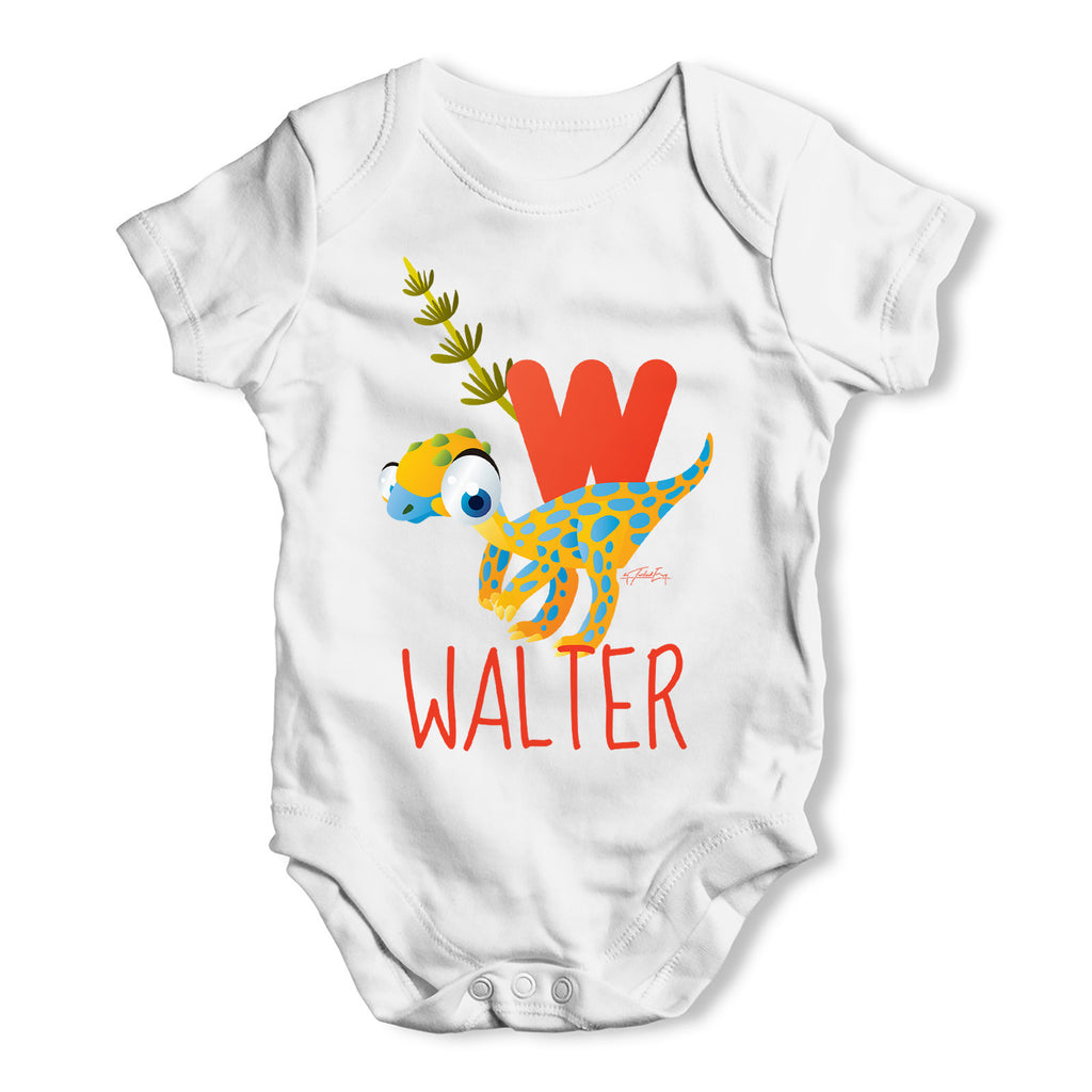 Personalised Dinosaur Letter W Funny One-piece Infant Baby Bodysuits Babygrows Onesie