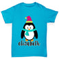 Personalised Cartoon Christmas Penguin Girl's T-Shirt 