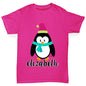 Personalised Cartoon Christmas Penguin Girl's T-Shirt 