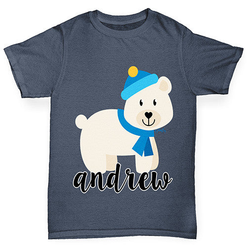 Personalised Cartoon Polar Bear Boy's T-Shirt