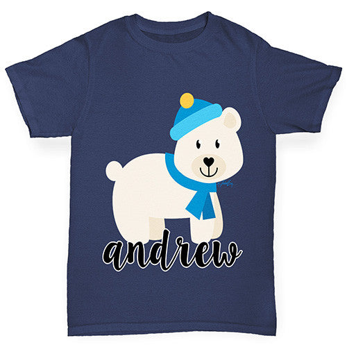 Personalised Cartoon Polar Bear Boy's T-Shirt