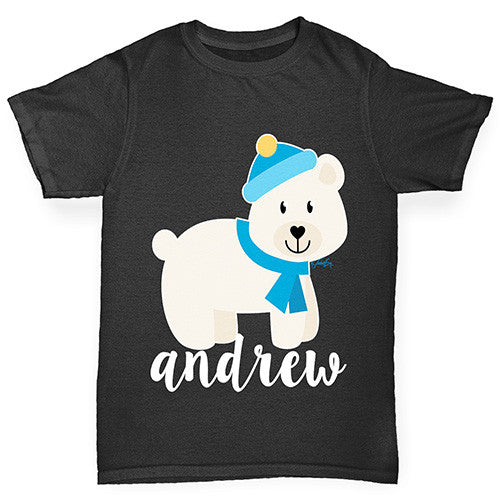 Personalised Cartoon Polar Bear Girl's T-Shirt 