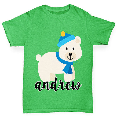 Personalised Cartoon Polar Bear Girl's T-Shirt 