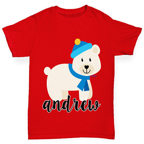 Personalised Cartoon Polar Bear Girl's T-Shirt 