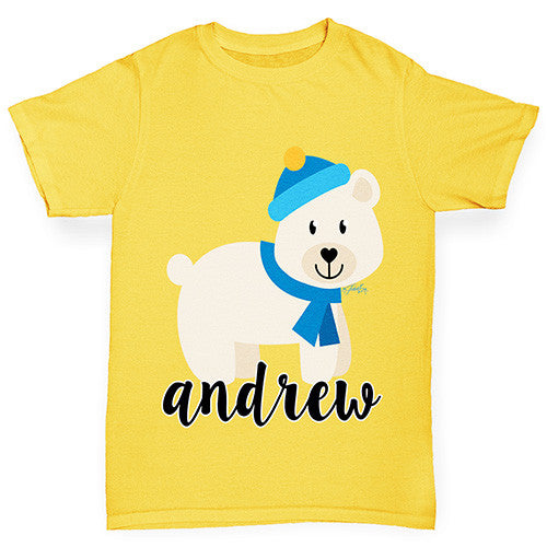 Personalised Cartoon Polar Bear Girl's T-Shirt 