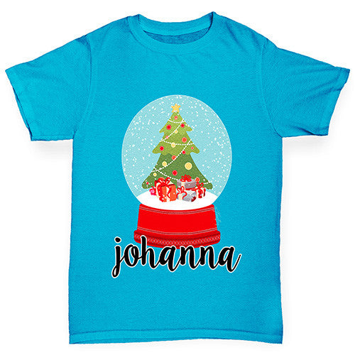 Personalised Christmas Snow Globe Girl's T-Shirt 