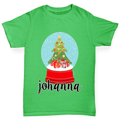 Personalised Christmas Snow Globe Girl's T-Shirt 