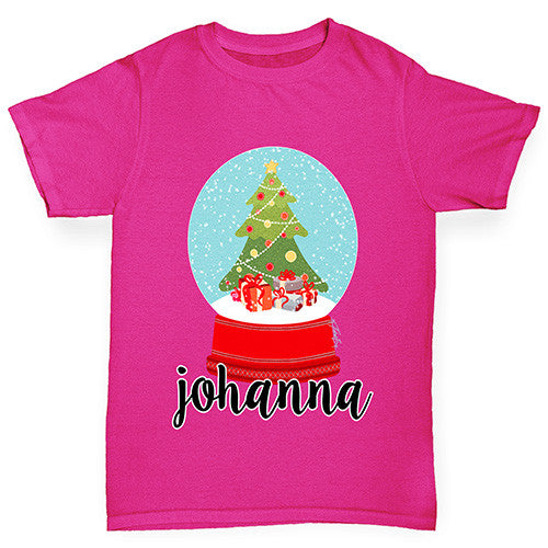 Personalised Christmas Snow Globe Girl's T-Shirt 