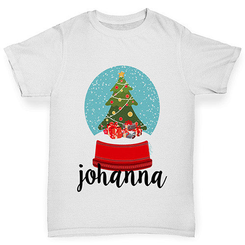 Personalised Christmas Snow Globe Girl's T-Shirt 