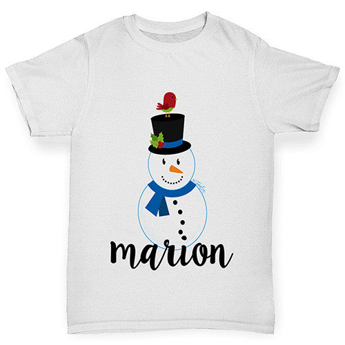 Personalised Cartoon Snowman Boy's T-Shirt