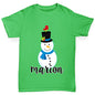 Personalised Cartoon Snowman Girl's T-Shirt 