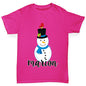 Personalised Cartoon Snowman Girl's T-Shirt 