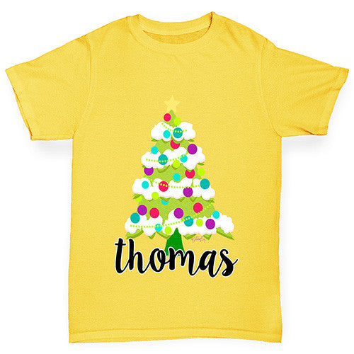 Personalised Cartoon Christmas Tree Boy's T-Shirt