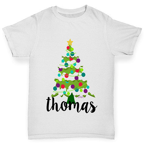 Personalised Cartoon Christmas Tree Girl's T-Shirt 