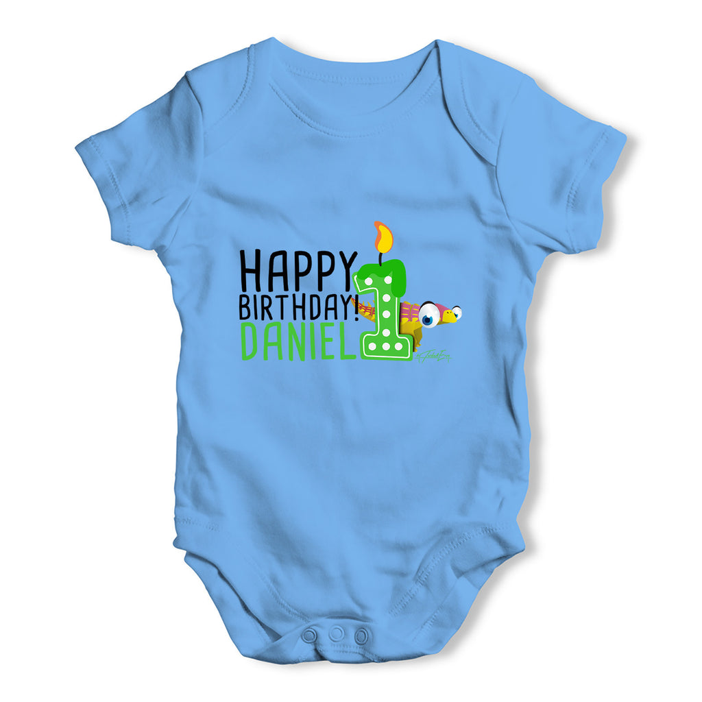 Personalised Dinosaur 1st Birthday Baby Grow Bodysuit