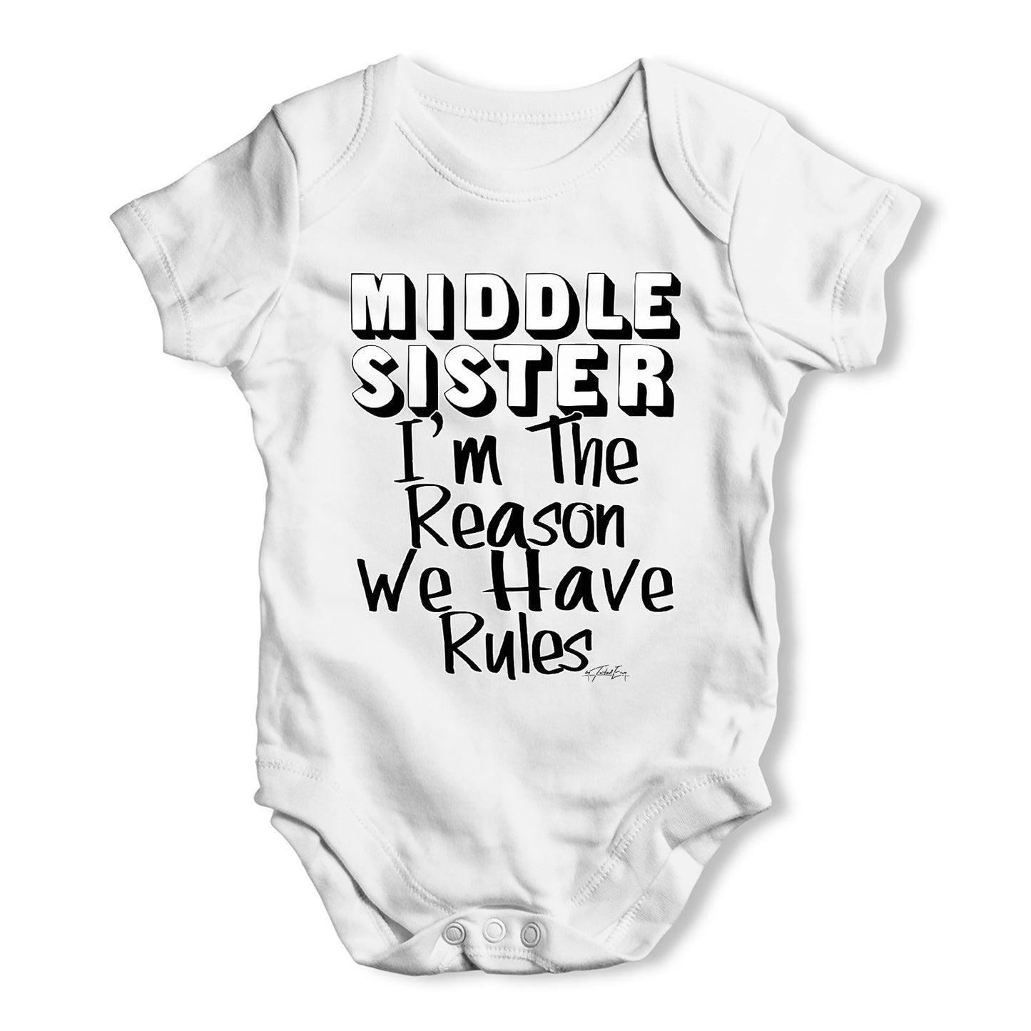 Middle Sister Rules Baby Grow Bodysuit