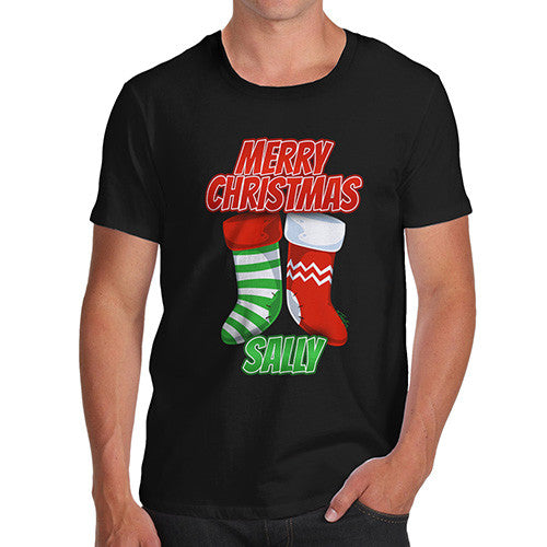 Personalised Merry Christmas Stockings Men's T-Shirt