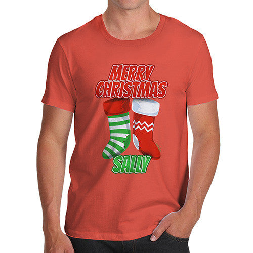 Personalised Merry Christmas Stockings Men's T-Shirt