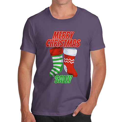 Personalised Merry Christmas Stockings Men's T-Shirt