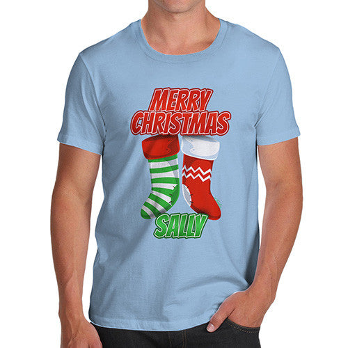 Personalised Merry Christmas Stockings Men's T-Shirt